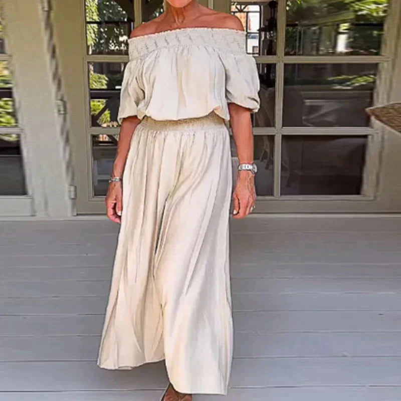 Vrouwelijke Zomerjurk Korte Mouwen Elastische Taille - StudioMarella