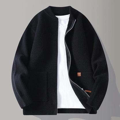 Heren Gebreid Vest met Ritssluiting Warm Grijs