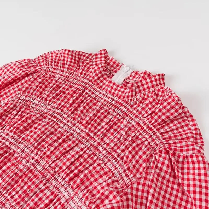 Vrouwen Blouse met Ruitjes en Ruches
