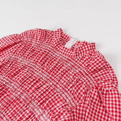 Vrouwen Blouse met Ruitjes en Ruches