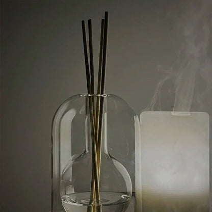 Glazen Aromageurverspreider Hol Transparant met Houten Deksel en Geurstokjes voor Etherische Oliën Woonkamer Slaapkamer Aromatherapie