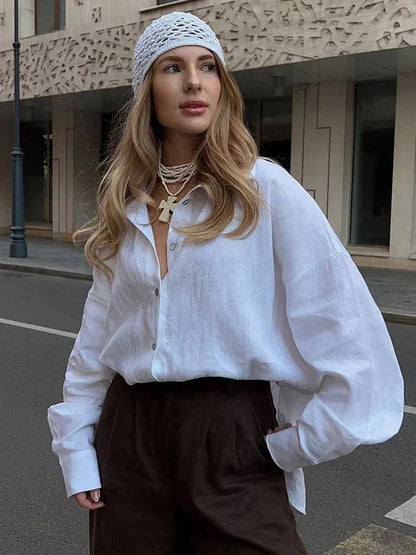 Vrouwelijke Oversized Bloes Elegante Stijl