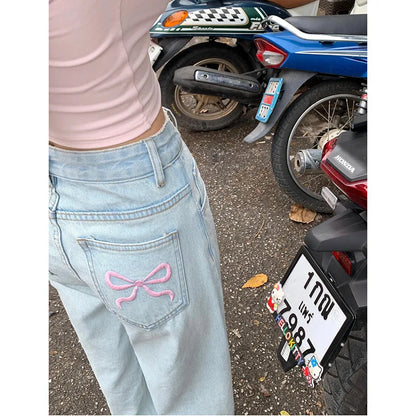 Vintage High Waist Strik Jeans voor Dames