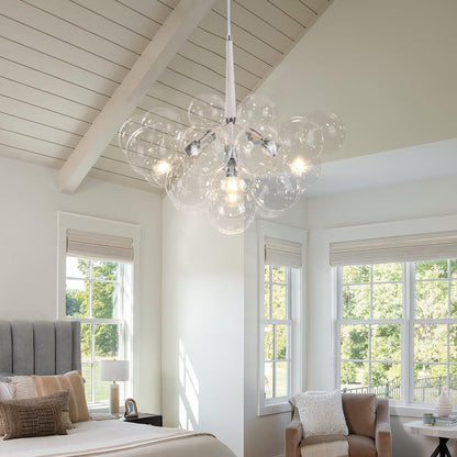 Glazen Bollen Hanglamp Cluster Chroom Wit Zwart 63cm 6 Lichts LED G125 Woonkamer Eetkamer Slaapkamer Entree Bubble Chandelier Verstelbaar