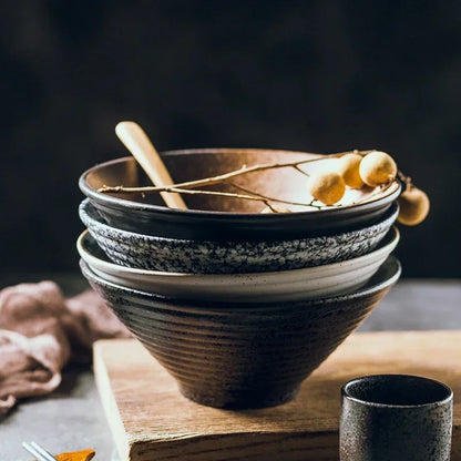 Ramenkom keramiek 18 cm Japans design soepkom noedelkom rijstkom servies keuken handgemaakt