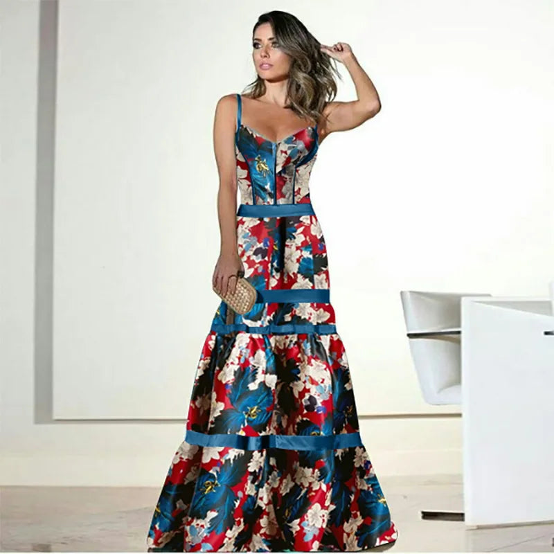Vrouwelijke Zomerjurk Bloemenprint Elegante Jurk