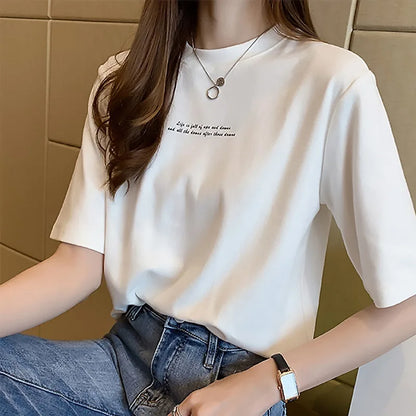 Zomer T-shirt Vrouwelijk Elegant Kort Model