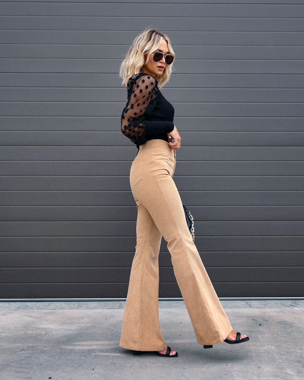 Dames Broek Corduroy Hoge Taille Flared Stretchbroek voor Curvy Figuren