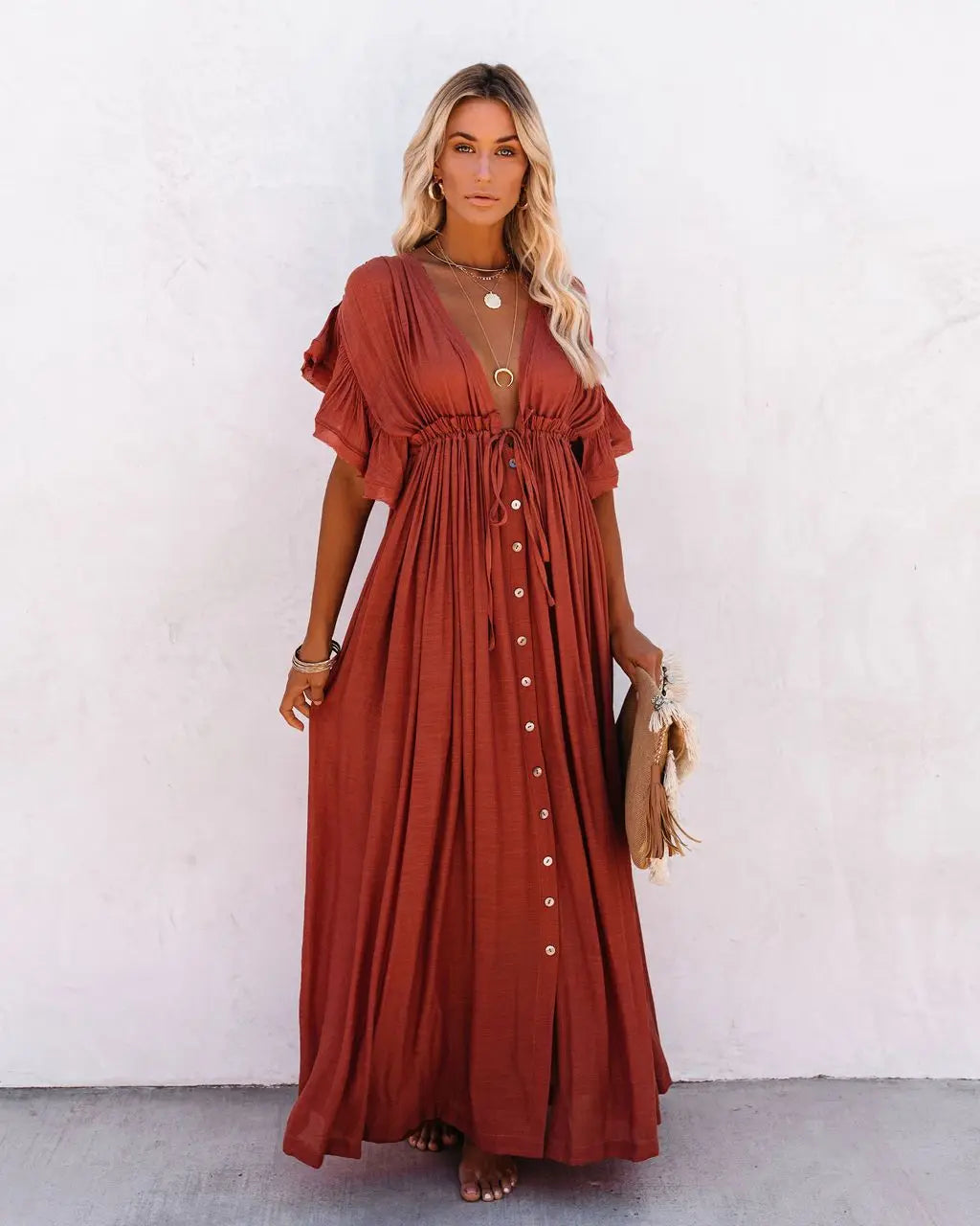 Lange Zomerjurk Strandjurk voor Vrouw Maxi Stijl