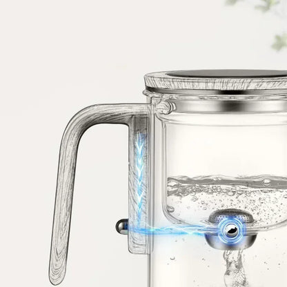 Glazen Theepot met Magnetisch Filtersysteem 520ml-720ml Borosilicaatglas Afneembare Zeef Houten Handvat Losse Thee Infuser Koffiekan