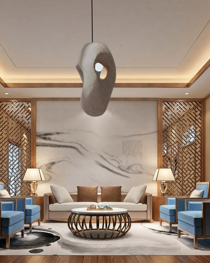 Organische Steen Hanglamp – Sculptural Elegantie voor Modern Interieur