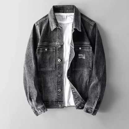 Klassieke Blauwe Denim Jas Met Knoopsluiting