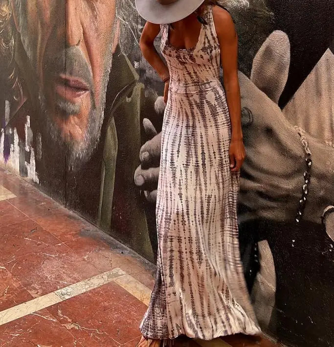 Mouwloze Jurk Boho Stijl Open Rug Zomerjurk Vrouw