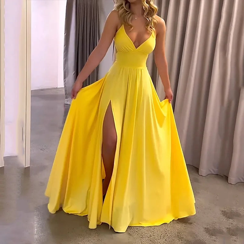 Maxi Zomerjurk met Bretels en Splitrok - StudioMarella