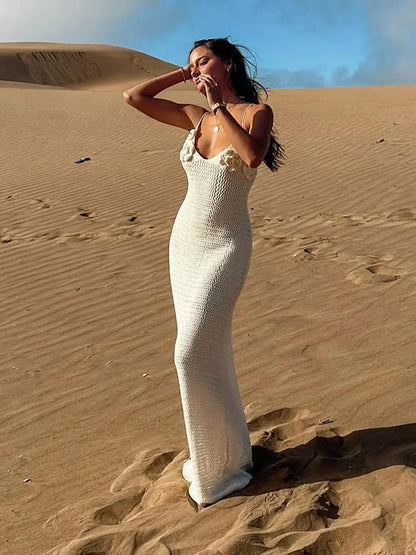 Witte Maxi Jurk V-Hals Bloemenprint Zomerjurk