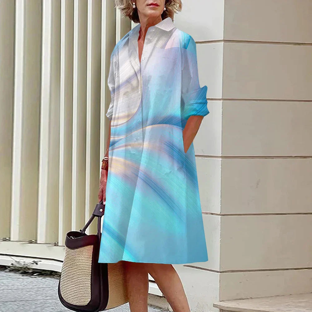 Vrouwelijke Midi-jurk met Lange Mouwen Modern Design