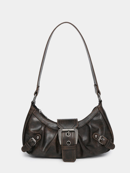Vintage Kunstlederen Hobo Tas met Gesp en Verstelbare Riem - StudioMarella