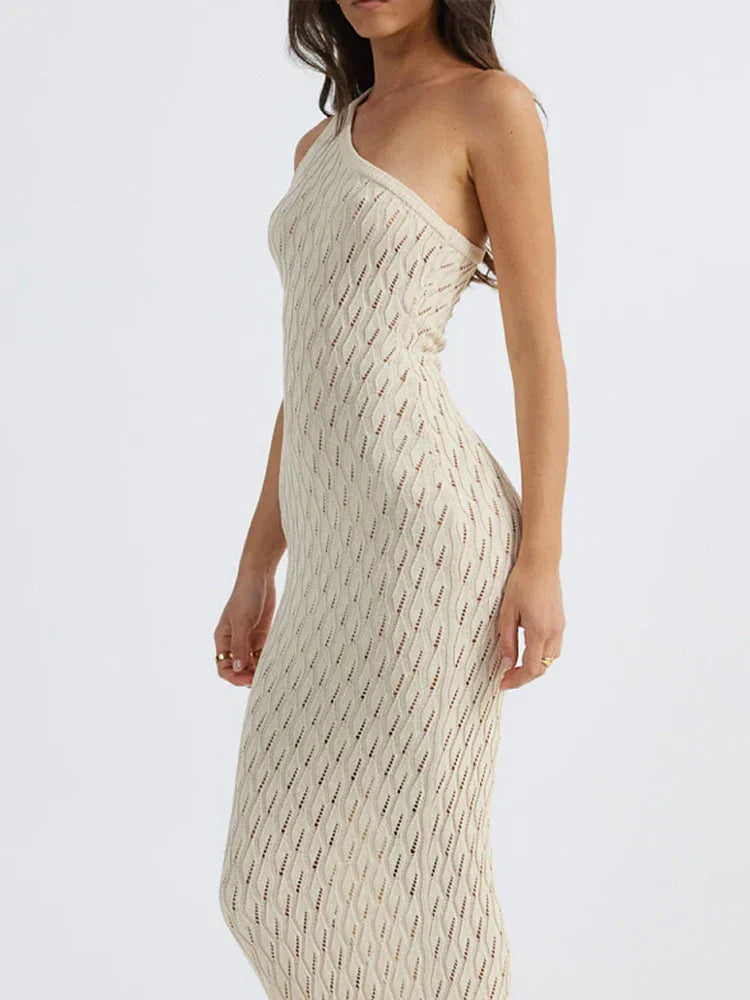 Jurk Asymmetrisch Lang Knitlook Jurk voor Vrouw