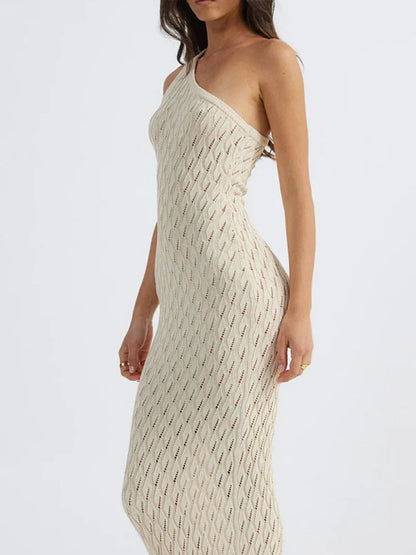 Jurk Asymmetrisch Lang Knitlook Jurk voor Vrouw