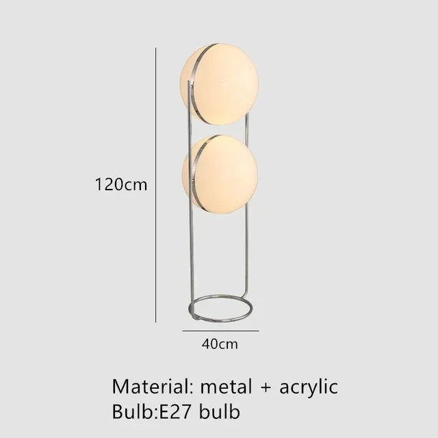 Vloerlamp Bol Wit Acryl Chroom Metaal Art Deco Design E27 LED
