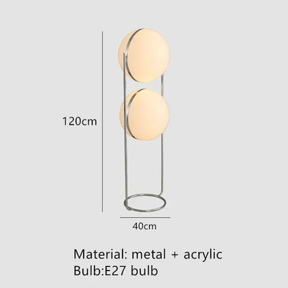 Vloerlamp Bol Wit Acryl Chroom Metaal Art Deco Design E27 LED