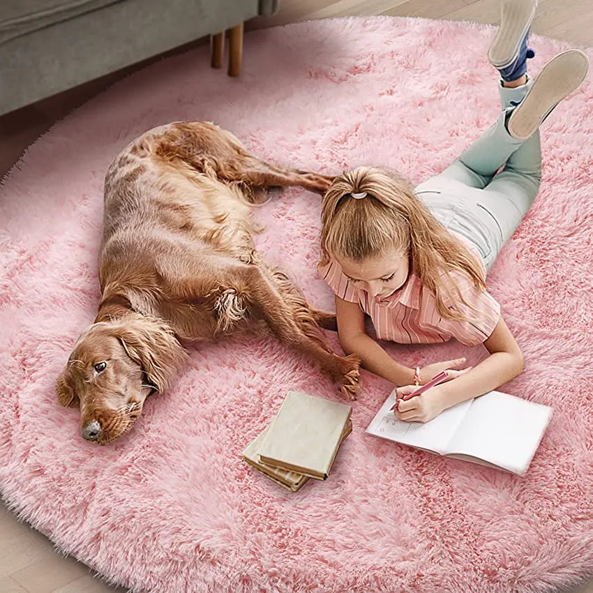 Vloerkleed Kinderkamer Rond Fluffy Zacht 160cm Shaggy Tapijt