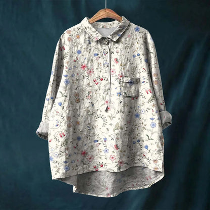 Liesa Bloemen Overhemd 100% Katoen Elegante Vrouwelijke Stijl