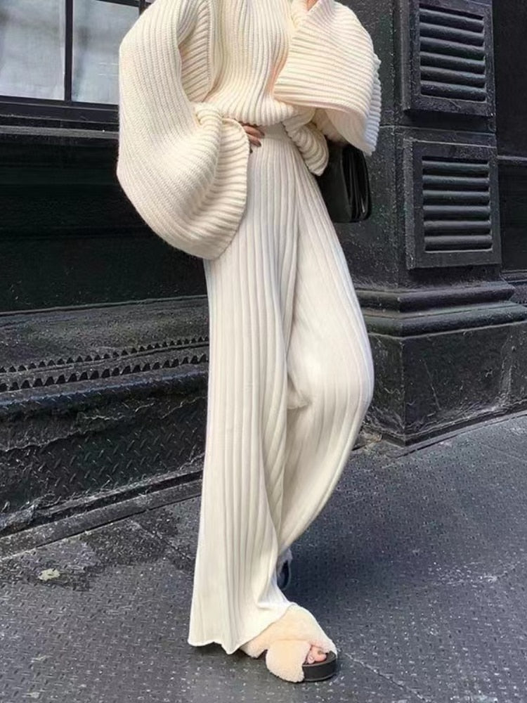 Vrouwelijke Gebreide Broek Comfortabel Ruim Elastisch