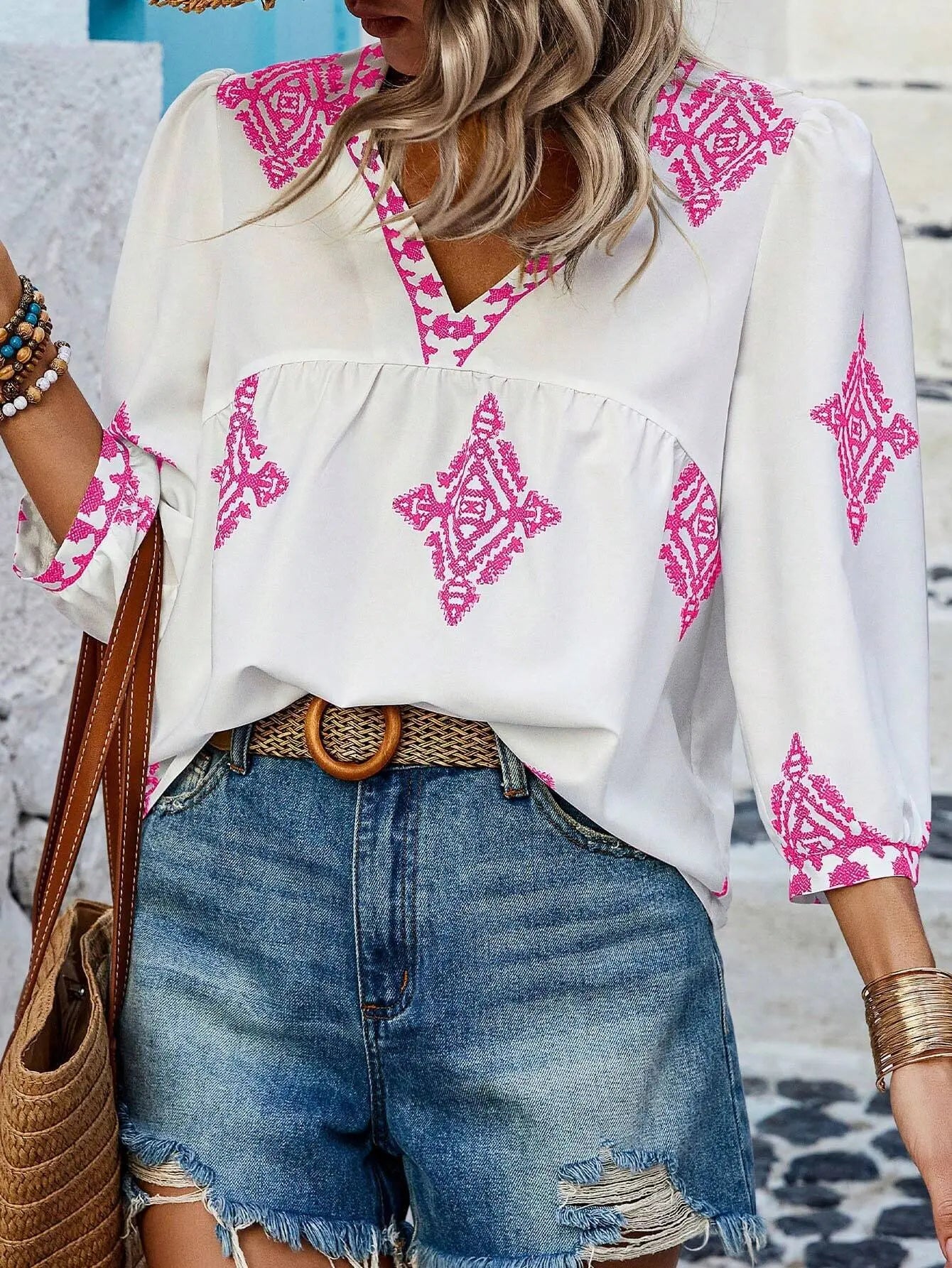 Dames Blouse Retro Print Vrouwelijk Kleding