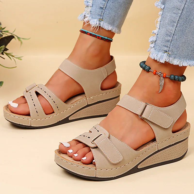 Dames Sandalen Zomer Hak Sandalen met Sleehak - StudioMarella