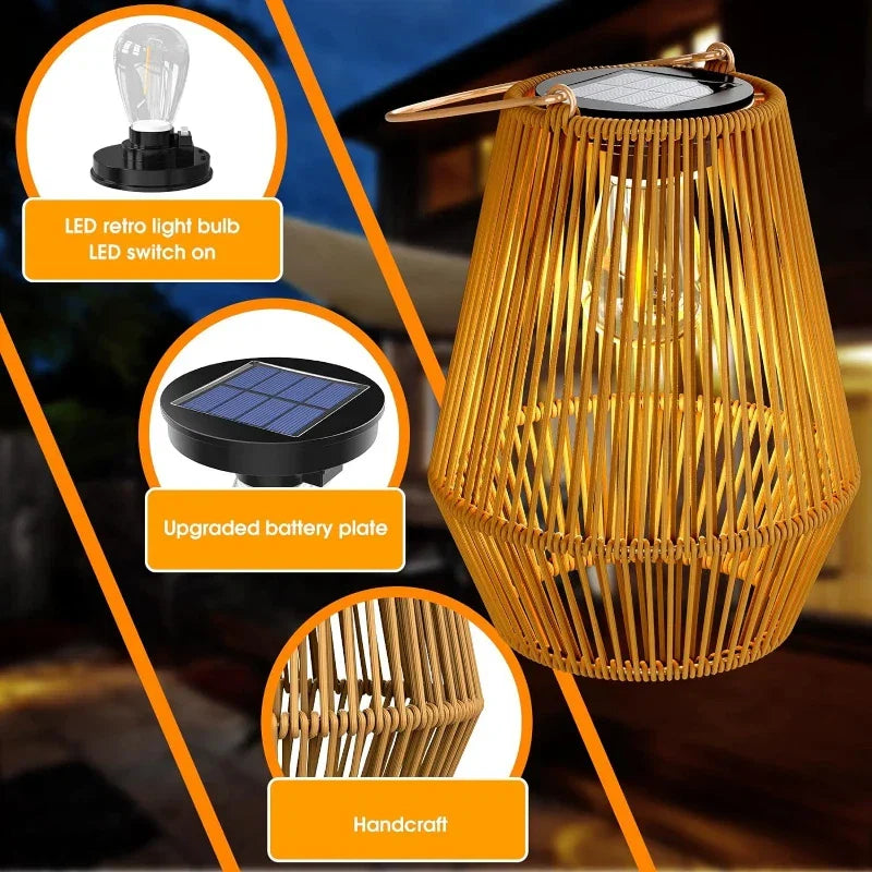 Solarlantaarn Ophangbaar IP65 Rotan 21 cm 8 Uur Brandduur Zonder Kabels of Stopcontact