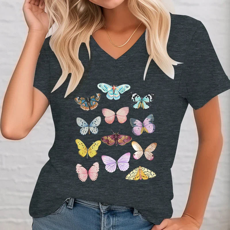 Vlinder T-Shirt Met Grafische Print voor Dames