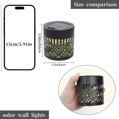 Sfeerlantaarn op Zonne-energie met Schaduwprojectie - IJzeren Tuinlamp IP65 - Warm Wit Licht voor Buiten - Automatische Schemersensor - Wandmontage of Vrijstaand