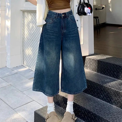 Hoge Taille Wide Leg Jeans Dames Vintage Look