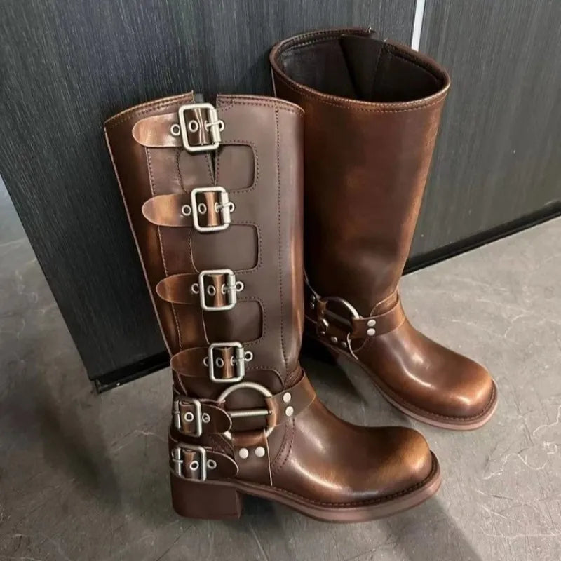 Stoere Bikerlaarzen voor Dames Vintage Look - StudioMarella