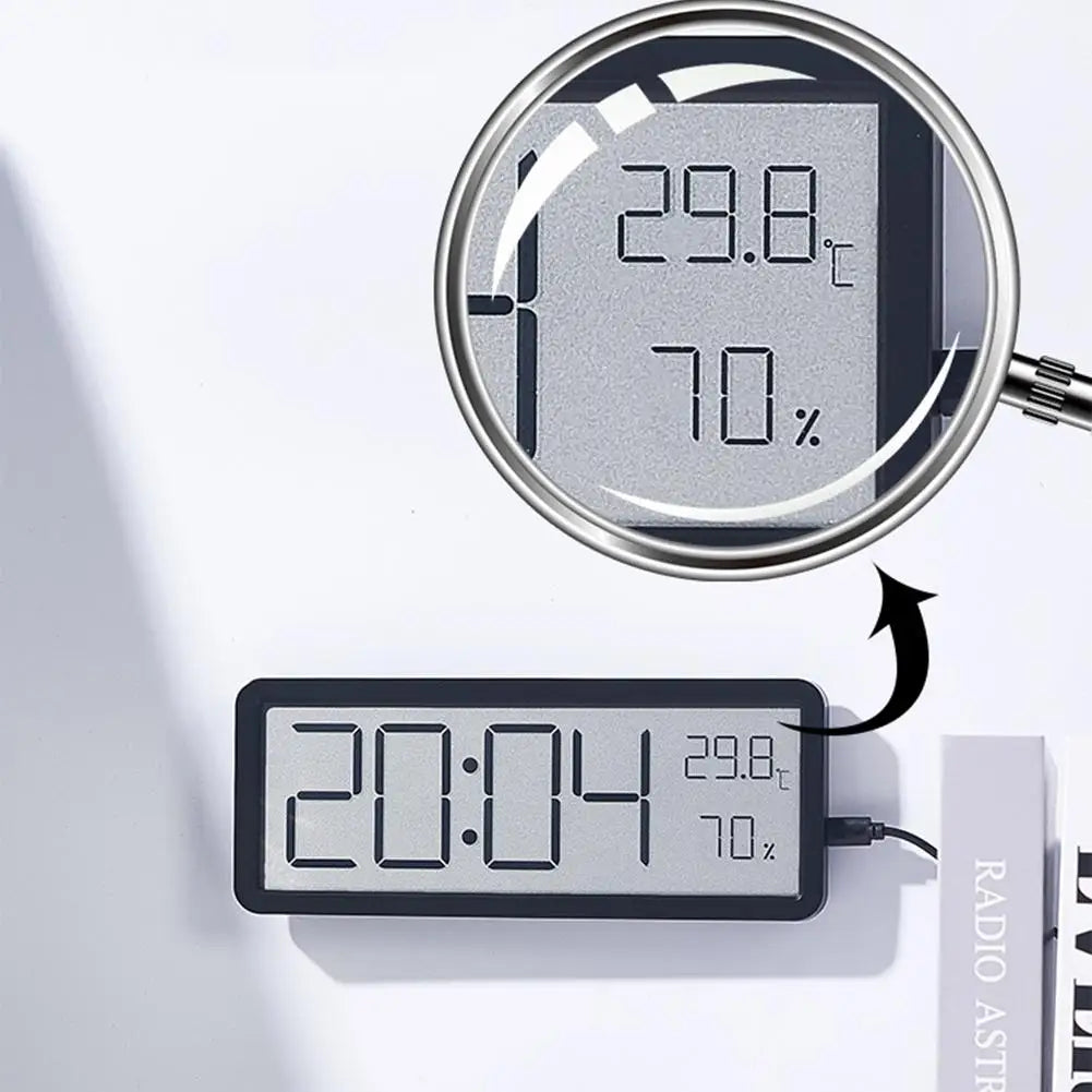 Digitale Wandklok met LED-Display – Temperatuur & Tijd – Modern Design – Wit & Zwart
