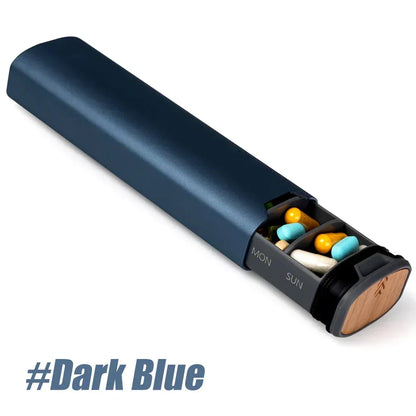 Weekpillenbox 7 Vakken Aluminium Hout Zwart Blauw Roze Zilver Medicijnbox Supplementen Dagelijks Pillenorganizer BPA-Vrij Premium Organizer