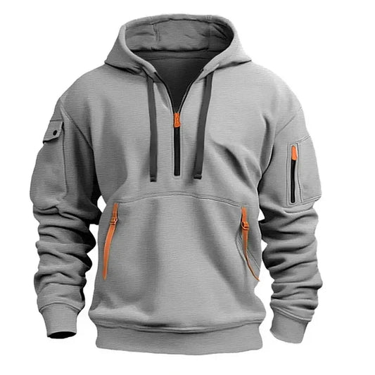 Heren Hoodie Sportief met Halve Rits Comfortabel - StudioMarella