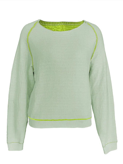 Dames Trui Lange Mouwen Reversibel Ronde Hals