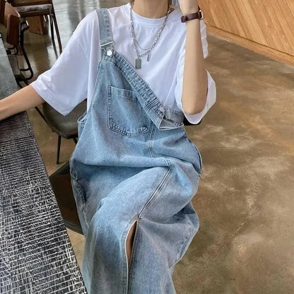 Dames Oversized Denim Jurk Lichtblauw Losse Zomerjurk