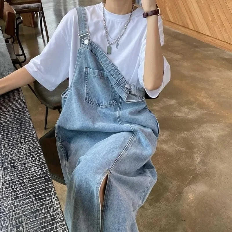 Dames Oversized Jurk Lichtblauw Denim Mode
