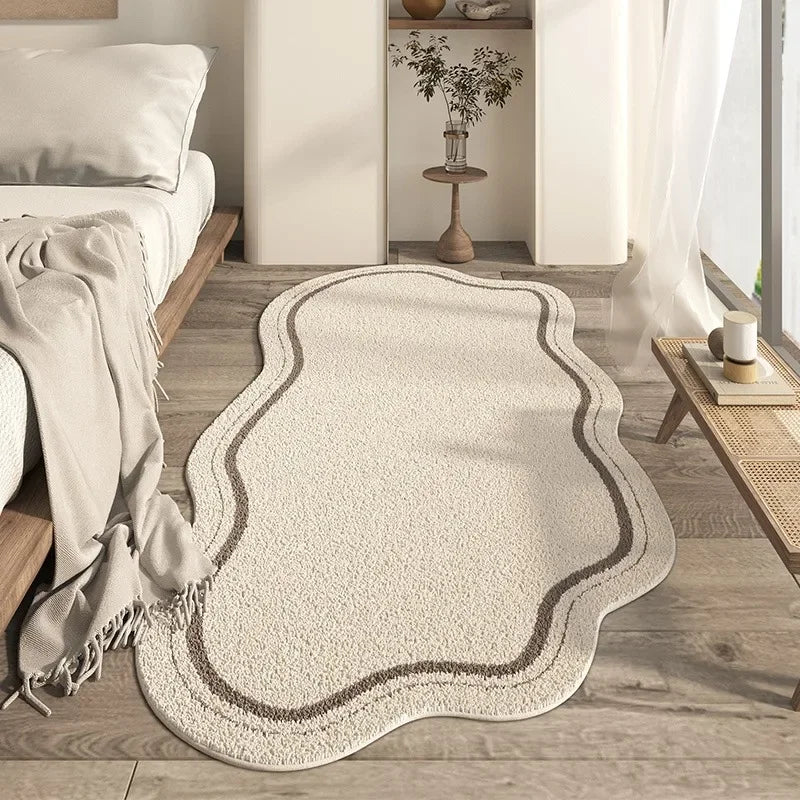 Vloerkleed Crème Organische Vorm Antislip Zacht Polyester Modern Design