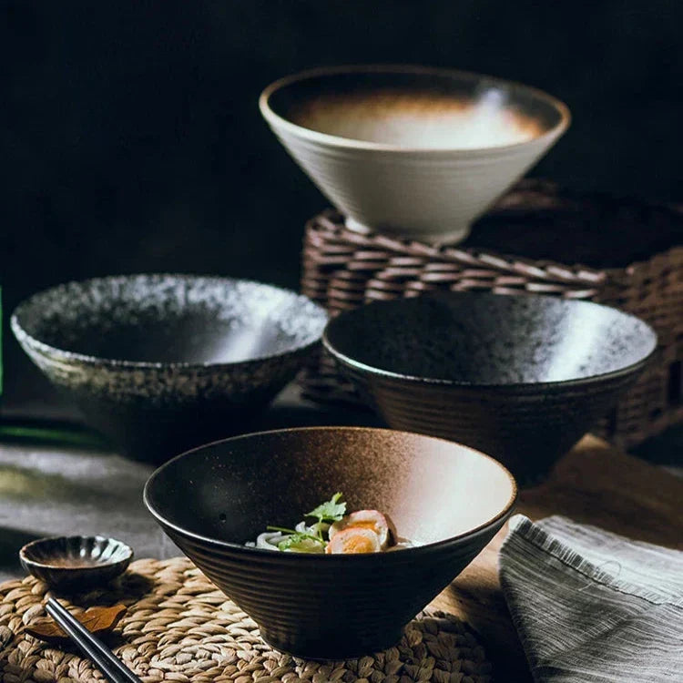 Ramenkom keramiek 18 cm Japans design soepkom noedelkom rijstkom servies keuken handgemaakt