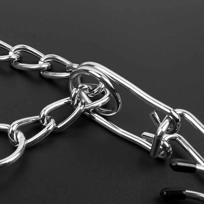 Correctieband Hond Verstelbaar met Gummitips Zwart voor Trainingscontrole | Anti-Trek Trainingsband Metaal met Veilige Pinnen