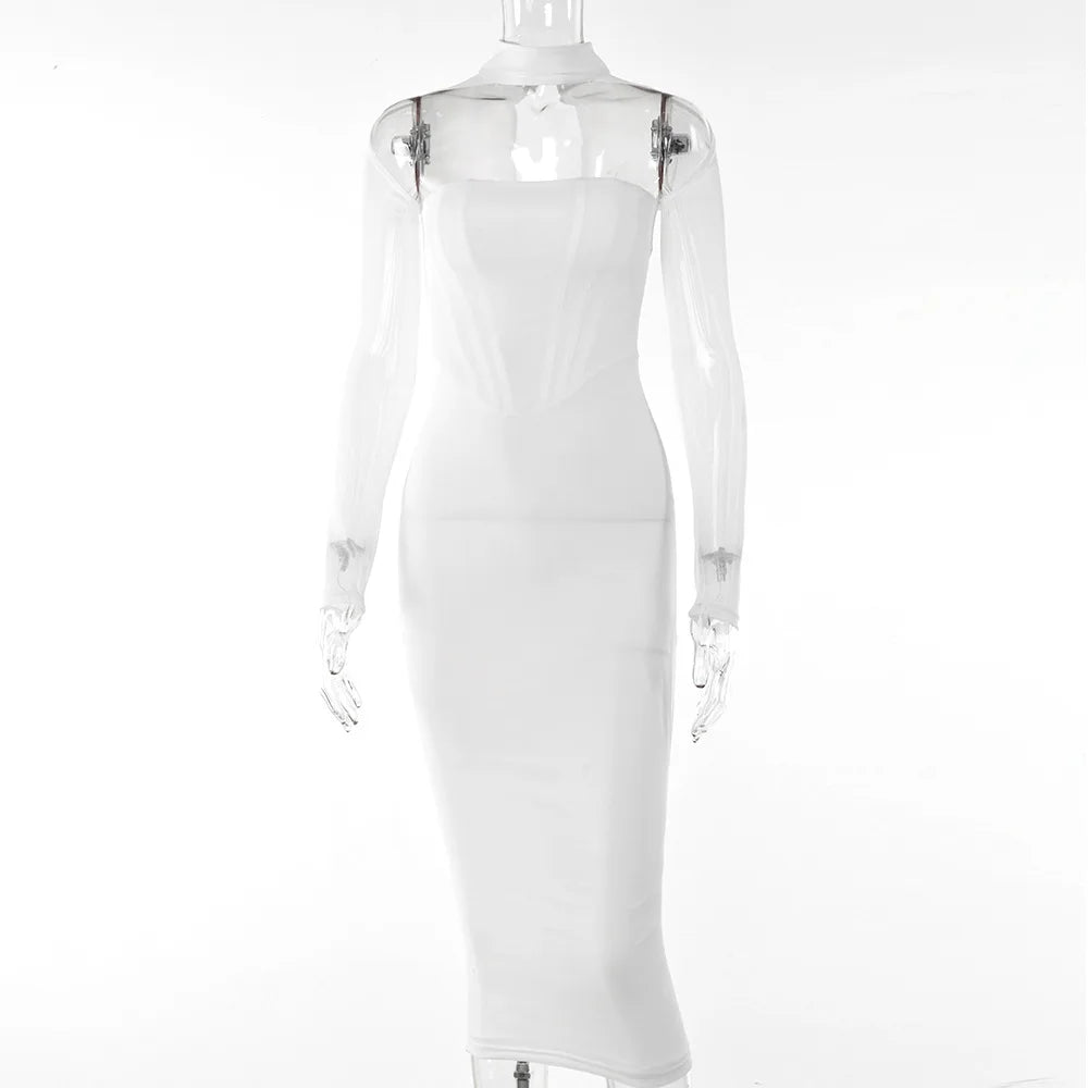 Midi Jurk Lange Mouwen Y2K Stijl Korset