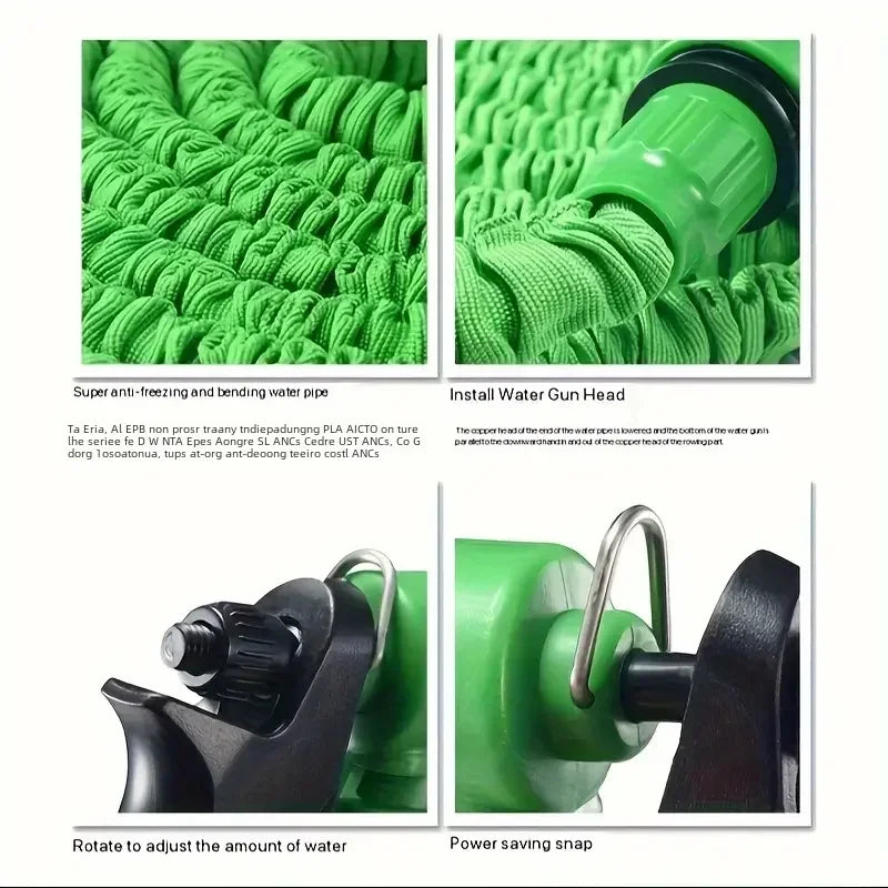 Flexibele Tuinslang Rekbaar 7,5m 15m 30m 60m 7-Functies Spuitpistool Lichtgewicht Automatisch Inkrimpen Tuin Auto Wassen Groen Zwart