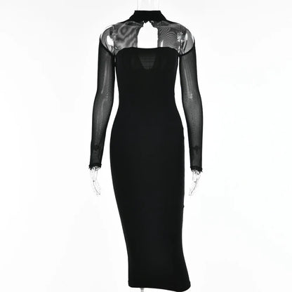 Midi Jurk Lange Mouwen Y2K Stijl Korset