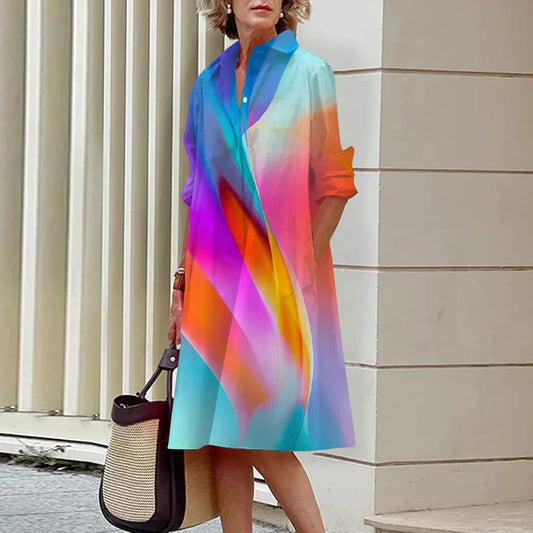 Vrouwelijke Midi-jurk met Lange Mouwen Modern Design - StudioMarella