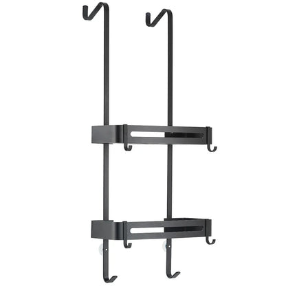 Doucherek Aluminium Zwart Zilver 2 of 3 Laags Hangend Douchedeur Badkamerkast Geen Boren Shampoohouder Opbergrek Badkamer Organizer