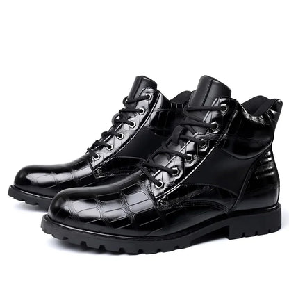 Herenlaarzen Leer Croco Design Luxe Stijl